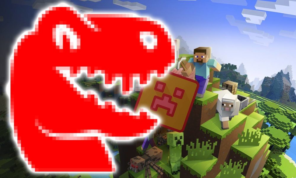 Minecraft-Spieler formt verrückten Dinosaurier-Kopf