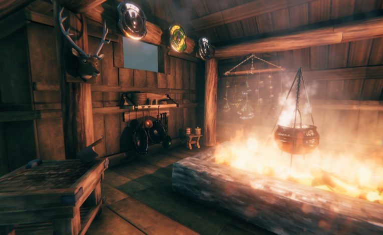 Neue Erweiterungen für die Kochstation, wie Gewürzregale, Schlachttische, Töpfe und Pfannen sowie ein völlig überarbeitetes Nahrungsmittelsystem sollen mit Hearth & Home ebenfalls ins Spiel integriert werden. Bei Letzterem soll sich die Wahl der Nahrung direkt auf den jeweiligen Spielstil auswirken: Standhaften, defensiveren Wikingern wird beispielsweise empfohlen, sich künftig mit Lebenspunkten einzudecken, um eingehende Treffer besser abzuwehren und Schadenspunkte abzumildern. © Iron Gate AB