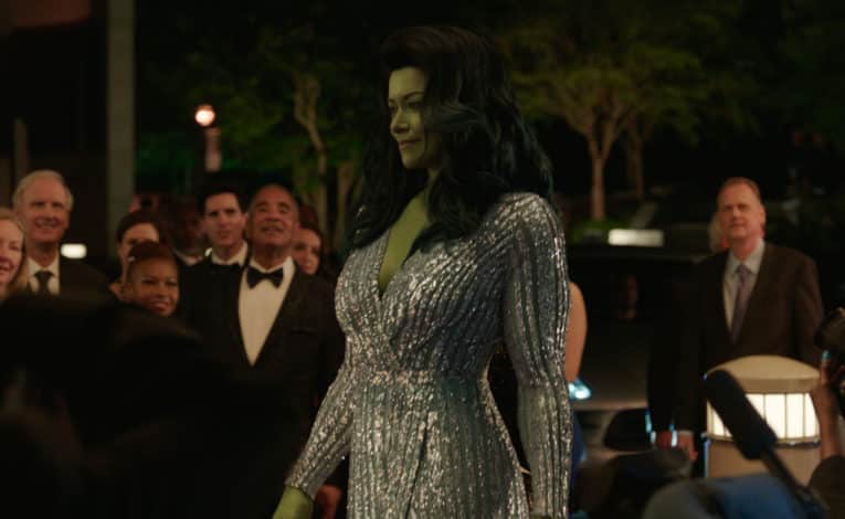 Tatiana Maslany as Jennifer "Jen" Walters/She-Hulk in Marvel Studios' She-Hulk: Attorney at Law, exclusively on Disney+. Photo courtesy of Marvel Studios. ©Marvel Studios 2022. All Rights Reserved.