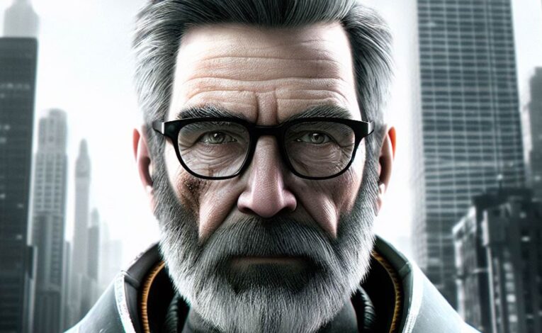 Gordon Freeman als Pensionist in Half-Life 3. - Bild: Erstellt mit Microsoft Bing Image Creator (KI)