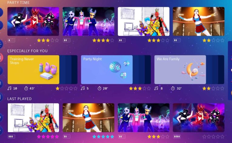 Im Menü von Just Dance 2025 können einzelne Songs gewählt und Playlisten erstellt werden. - © Ubisoft