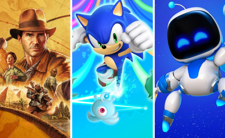 Cover Art für Sonic © SEGA - Indiana Jones © Bethesda Softworks - Astro Bot © Sony Interactive Entertainment