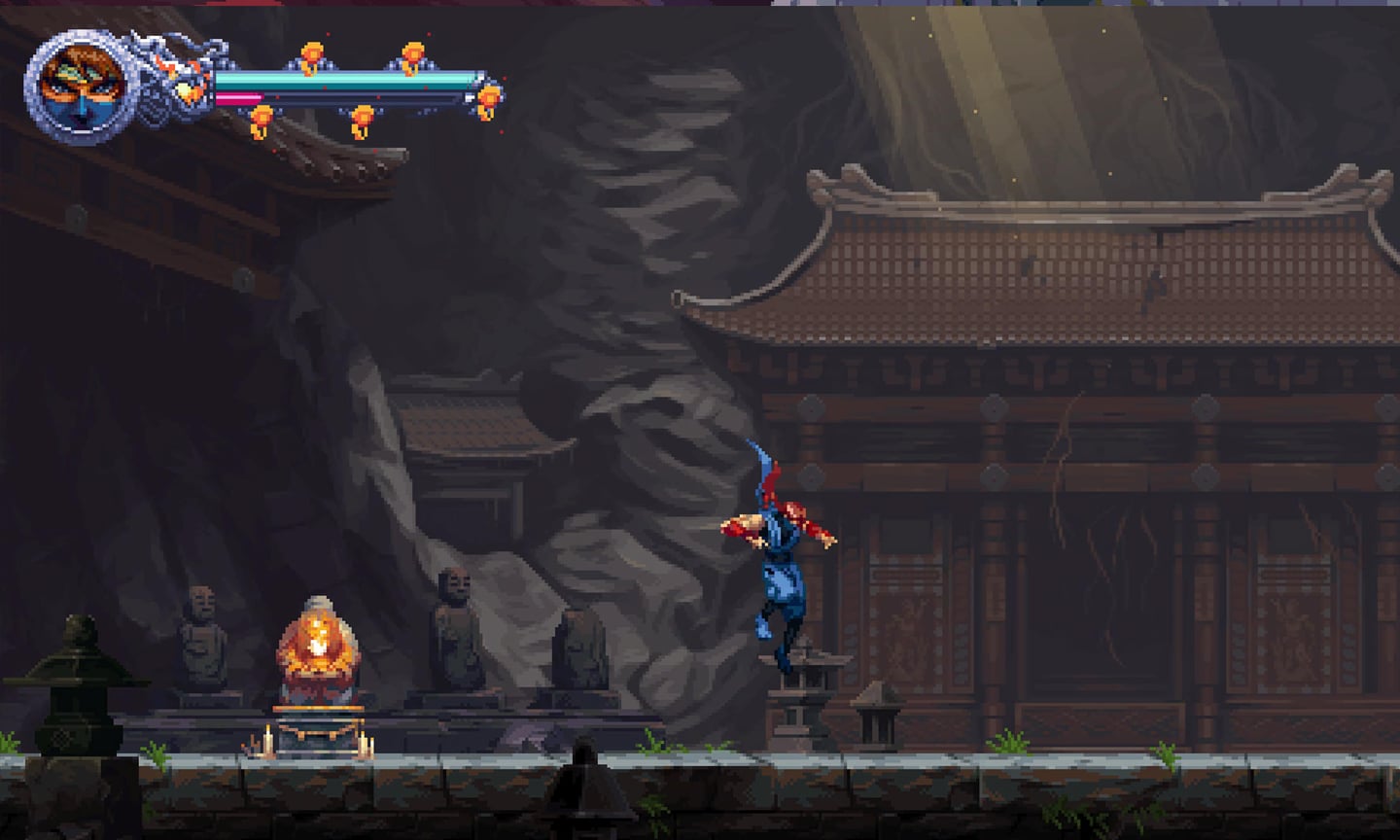 Ninja Gaiden Rebound, Screenshot Tempel - Bild © Dotemu Ninja Gaiden Rebound, Screenshot Tempel - Bild © Dotemu