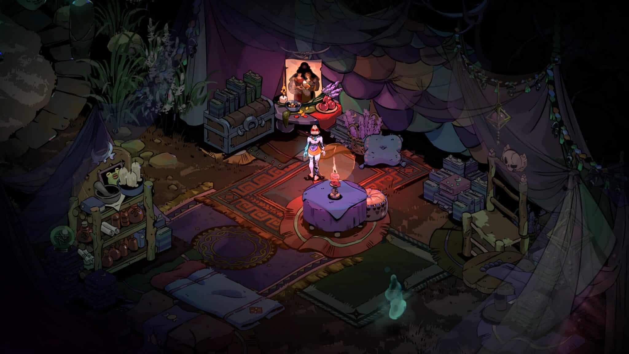 Melinoes Zelt in Hades 2 © Supergiant Games, Screenshot. 
