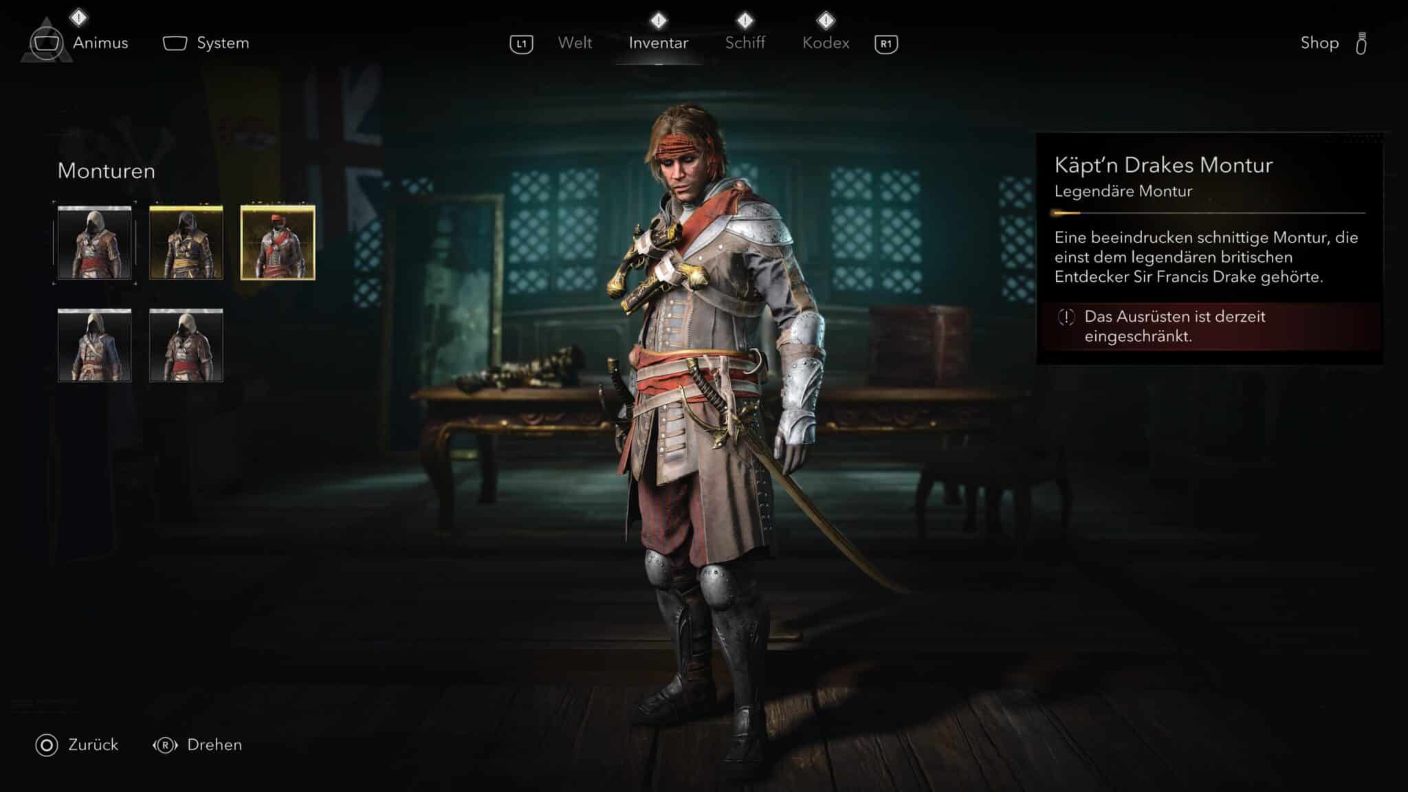 Captain Drakes Montur in AC Black Flag Resynced © Ubisoft, Screenshot by DailyGame