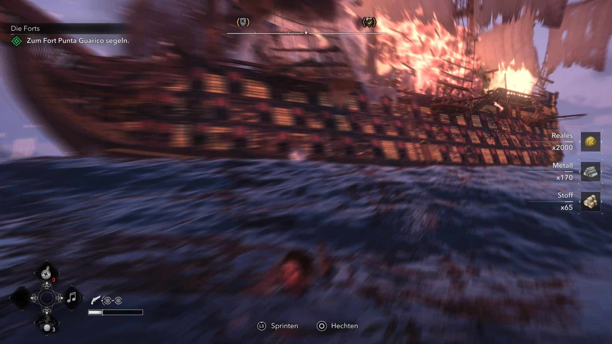 Kriegsschiff sprengen in AC Black Flag Resynced © Ubisoft, Screenshot by DailyGame