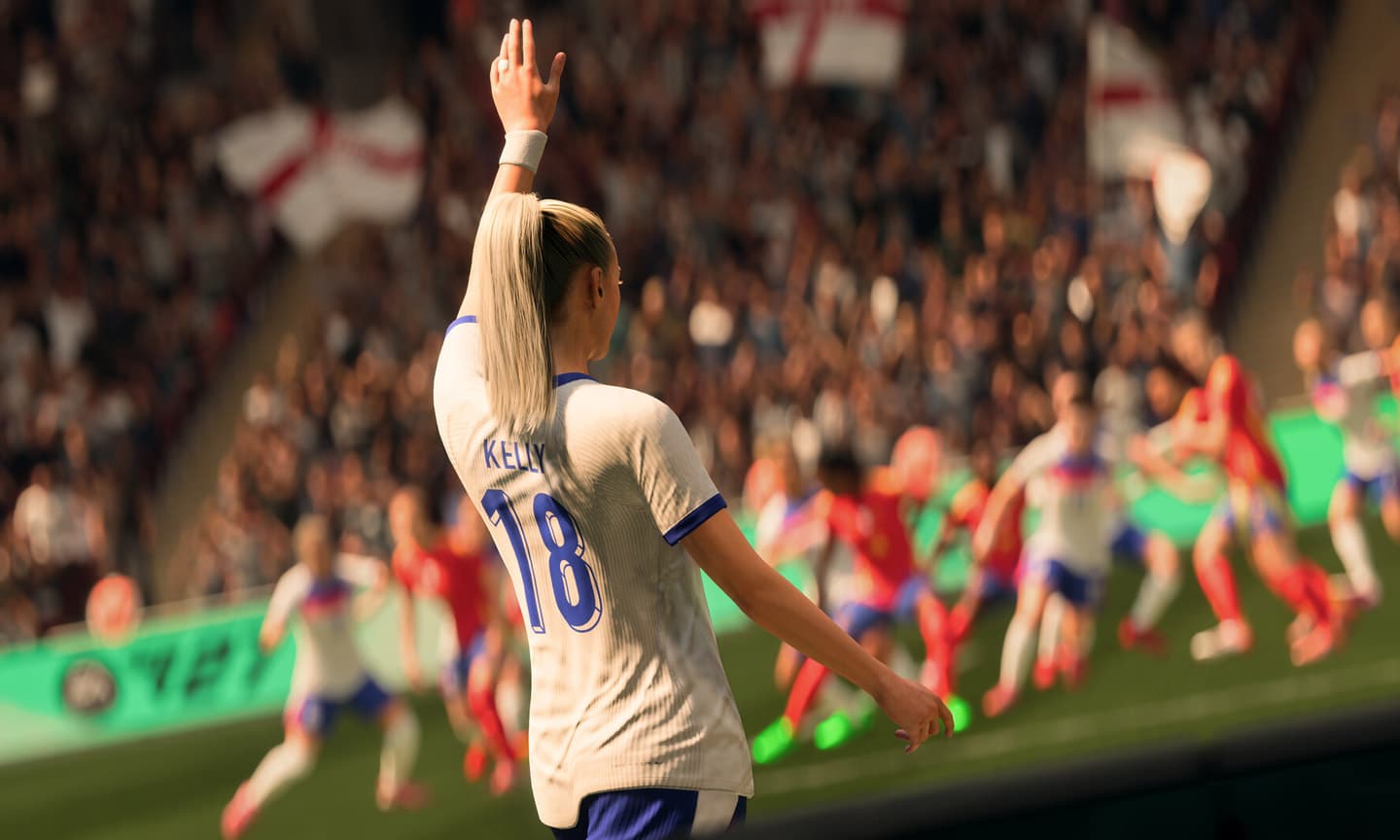 Screenshot aus EA Sports FC 27 Bei Ecken aufgepasst: Jetzt musst du die Spielerin/den Spieler der angespielt wird selbst steuern. - Bild: Electronic Arts