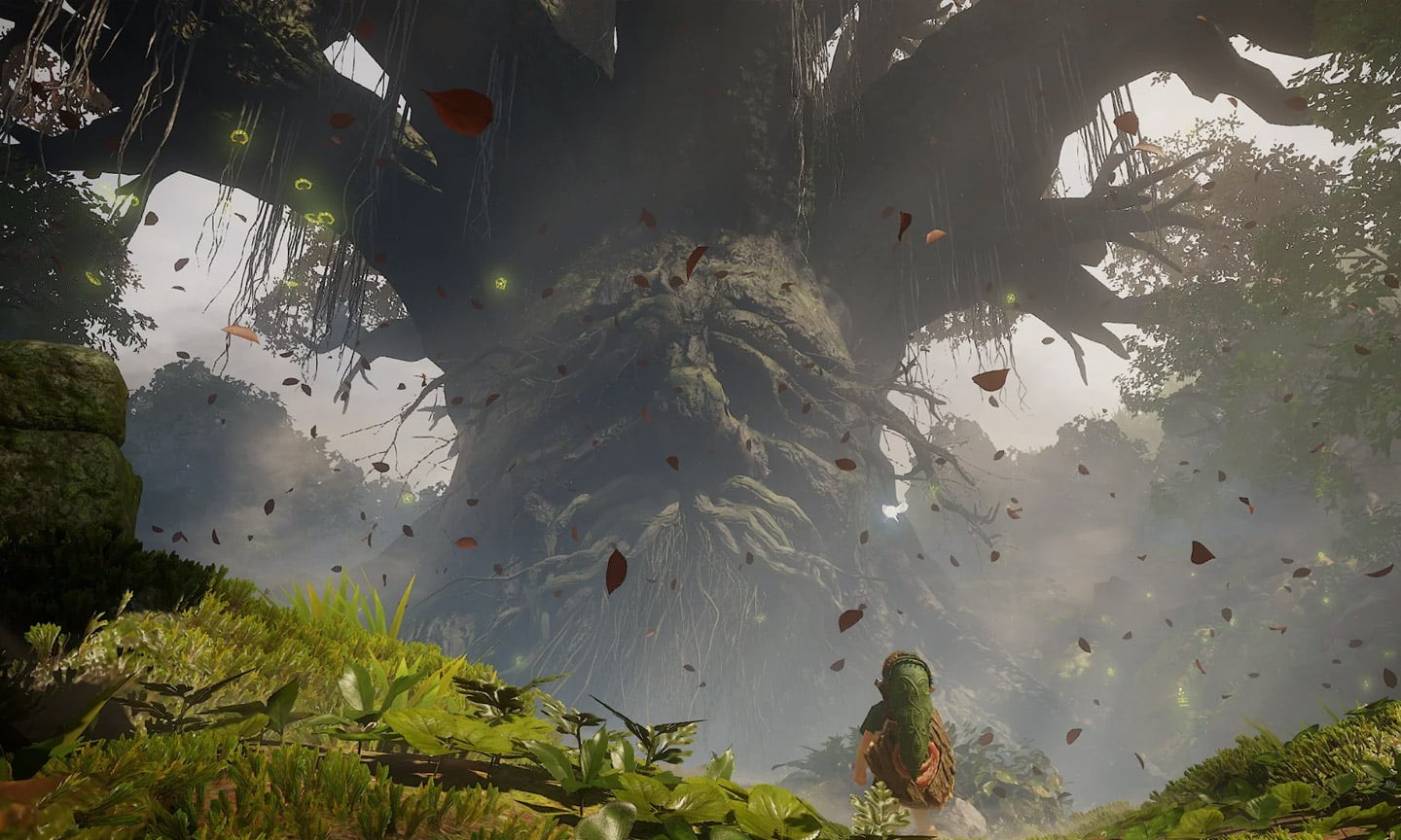 Screenshot aus dem Ocarina of Time Remake für Switch 2 zeigt einen mächtigen Deku-Baum Der Deku-Baum sieht viel mächtiger aus, als noch im Original. - Screenshot aus der Gameplay-Präsentation von Ocarina of Time Remake für Switch 2. - Bild: Nintendo